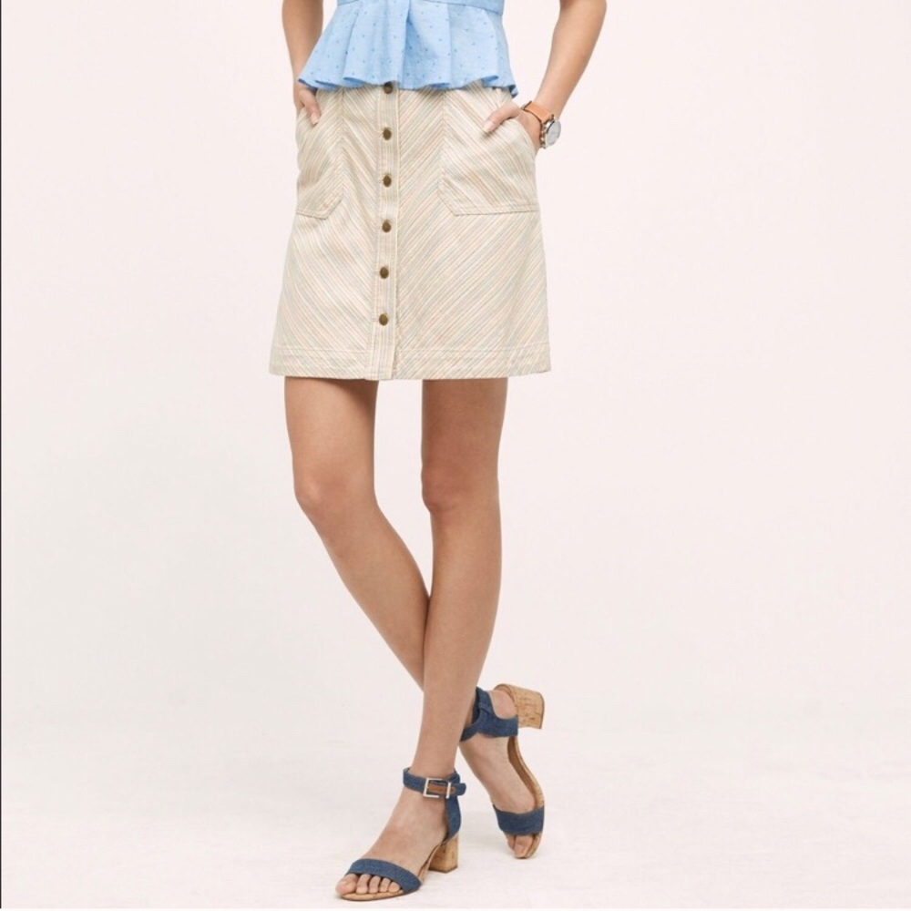 Anthropology Pastel Denim Skirt